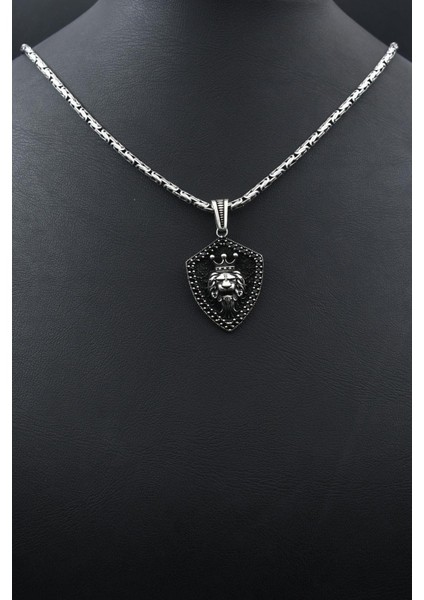 Kral Taclı Aslan Figürlü 925 Ayar Gümüş Kolye Kral Zincir 2mm 901588 indirimleri