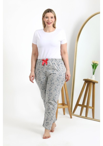 Kadın Pamuklu Büyük Beden Alt Pijama 27558 Gri