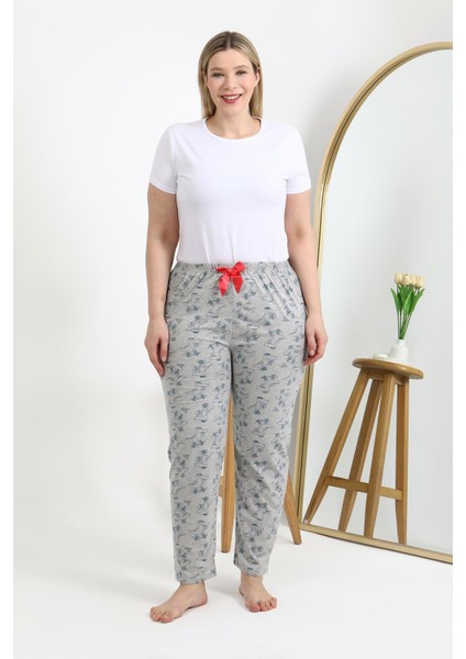 Kadın Pamuklu Büyük Beden Alt Pijama 27558 Gri
