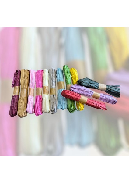 Renkli Rafya ip 12'li Paket (10M)