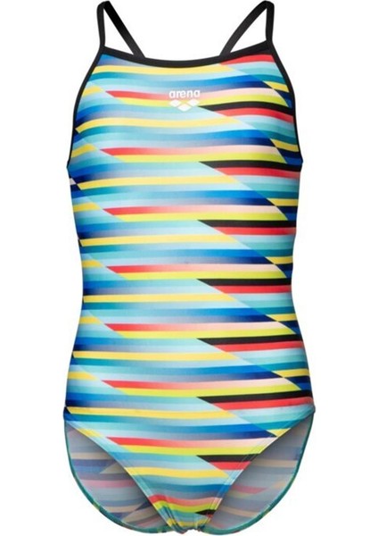 Gırl's Arena Racıng Strıpe Swımsuıt Lıghtdrop Back Kız Çocuk Antreman Mayosu