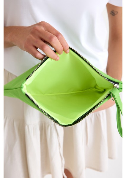 Premium Kadın Renkli Astarlı Fermuarlı Clutch El Çantası Portföy