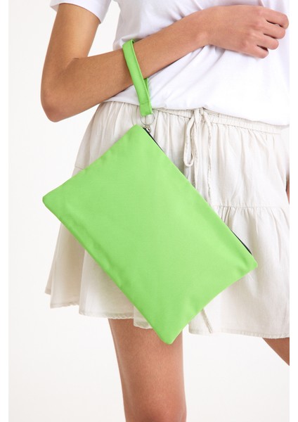 Premium Kadın Renkli Astarlı Fermuarlı Clutch El Çantası Portföy