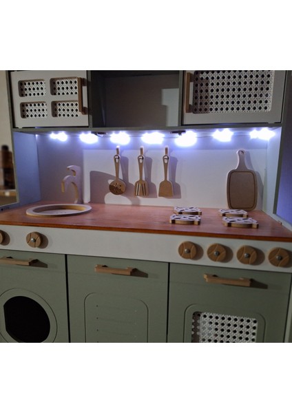 Ahşap Rüya Mutfak 12 Parça Servis Setli ve LED Hediyeli