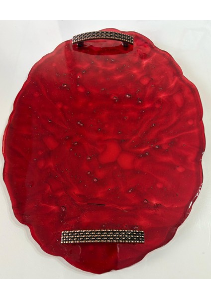 Epoksi Reçine Tepsi - Kırmızı Desenli - Ebat 24 cm x 34 cm modelleri