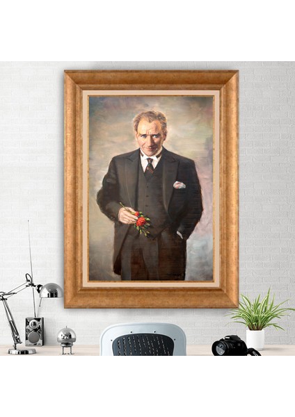 Özel Altın Seri Paspartulu Mustafa Kemal Atatürk Tablo ND127