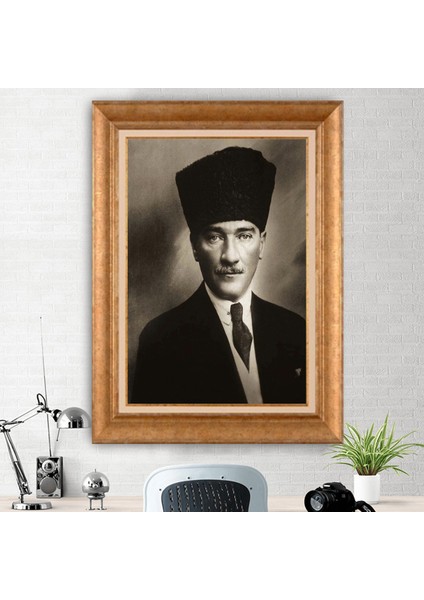 Özel Altın Seri Paspartulu Mustafa Kemal Atatürk Tablo ND104