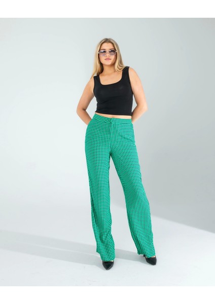 Retro Desen Cepli Yeşil Pantolon modelleri
