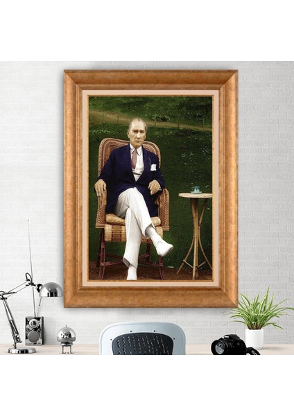 Özel Altın Seri Paspartulu Mustafa Kemal Atatürk Tablo ND132