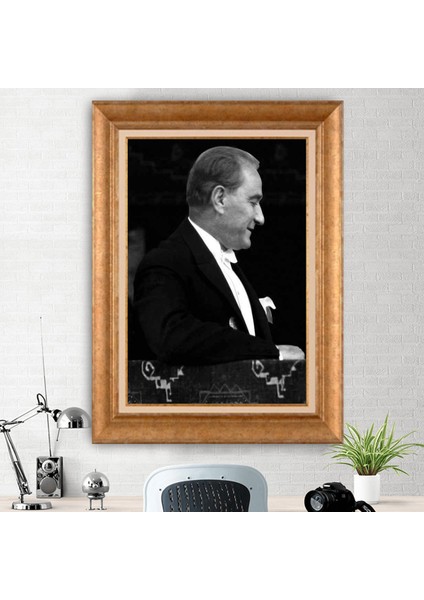 Özel Altın Seri Paspartulu Mustafa Kemal Atatürk Tablo ND98