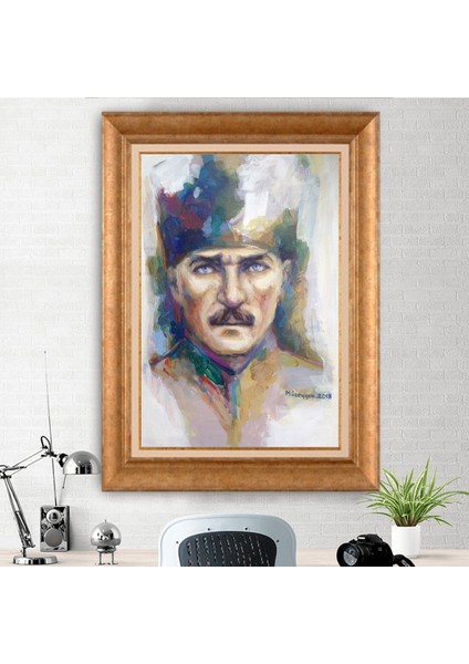 Özel Altın Seri Paspartulu Mustafa Kemal Atatürk Tablo ND133