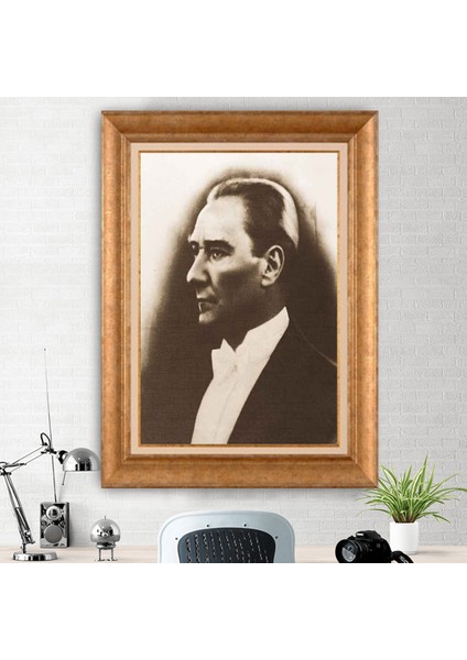 Özel Altın Seri Paspartulu Mustafa Kemal Atatürk Tablo ND157