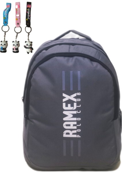 Unisex Gri Sırt Çantası Büyük Boy Seyahat Okul Çantası Su Itici Spor Çantası 45X30X15CM 24LT+ Seçtiğiniz Anahtarlık Hediye