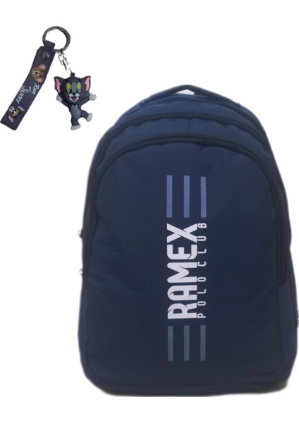 Unisex Koyu Mavi Sırt Çantası Büyük Boy Seyahat Okul Çantası Su Itici Spor Çantası 45X30X15CM 24LT+Anahtarlık Hediye
