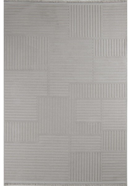Molde 9203 Açık Gri Koridor Halısı Kesme Yolluk Mutfak Halısı Modern Salon halısı