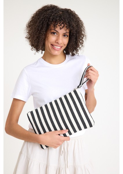 Premium Kadın Pamuk Dokuma Astarlı Renkli Clutch Portföy El Çantası