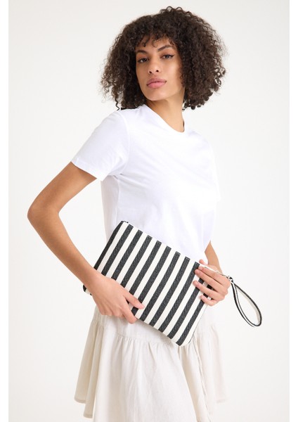 Premium Kadın Pamuk Dokuma Astarlı Renkli Clutch Portföy El Çantası