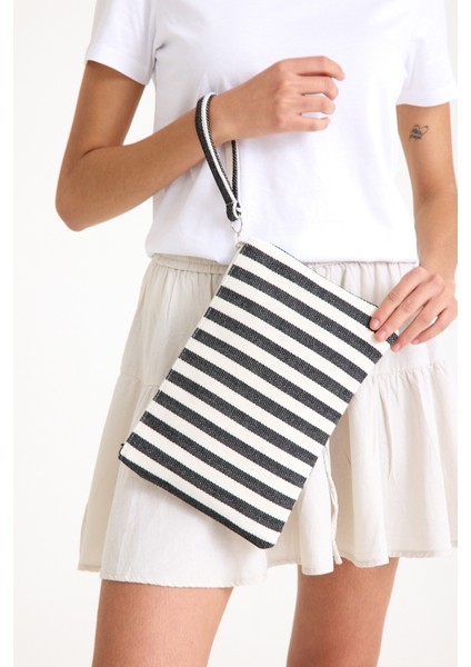 Premium Kadın Pamuk Dokuma Astarlı Renkli Clutch Portföy El Çantası