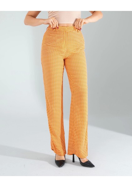 Retro Desen Cepli Turuncu Pantolon modelleri