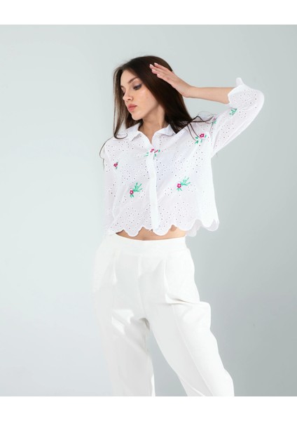 Yeşil Nakışlı Fisto Gömlek modelleri