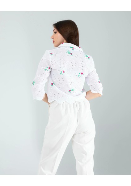 Yeşil Nakışlı Fisto Gömlek indirimleri