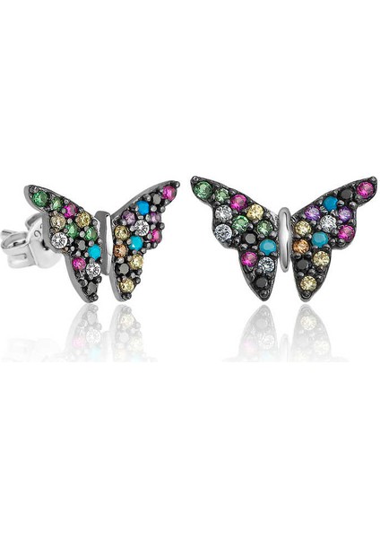 Gümüş Mix Kelebek Küpe