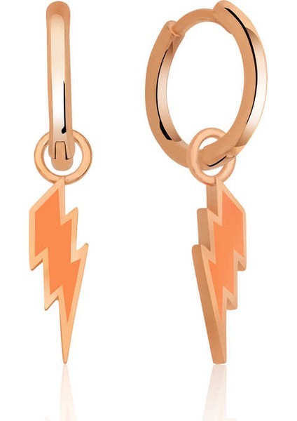 Gümüş Fosforlu Turuncu Şimşek Küpe