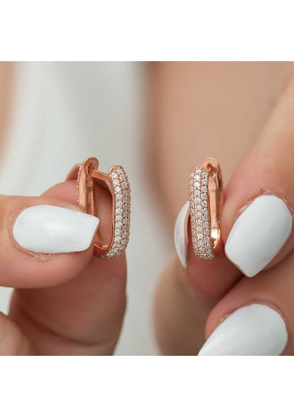 Gümüş Çift Taraflı Beyaz Taşlı J Bayan Küpe modelleri