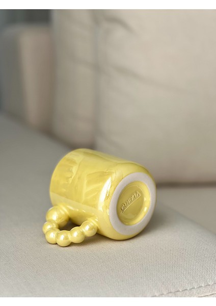 Soft Yellow Boncuk Mug | El Yapımı Seramik Bardak Kupa | 300 ml | 1 Adet