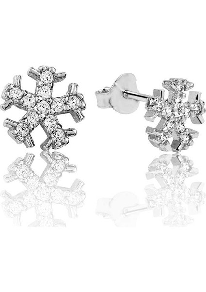 925 Ayar Gümüş Kar Tanesi Çivili Küpe