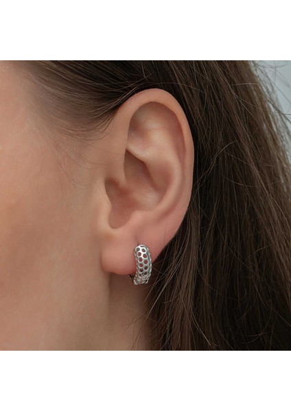 Gümüş Petek Desenli Halka Kadın Küpe fiyatları