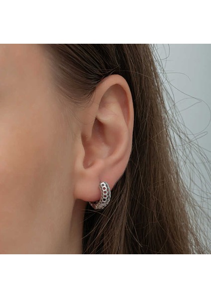 Gümüş Petek Desenli Halka Kadın Küpe modelleri