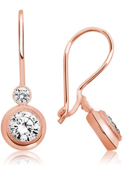 Gümüş Rose Sallantılı Tek Taş Küpe