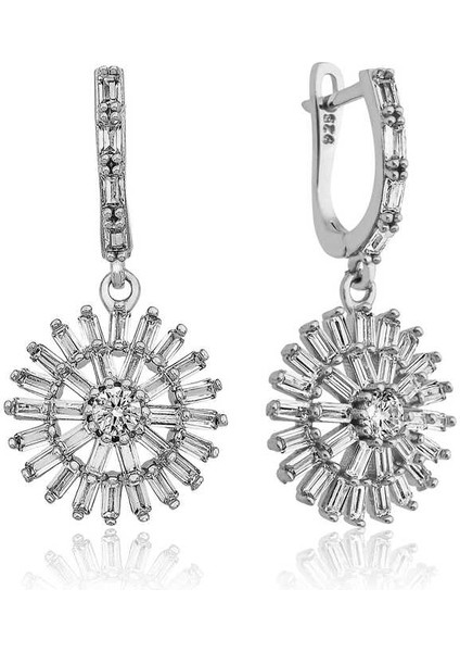 Gümüş Baget Taşlı Küpe