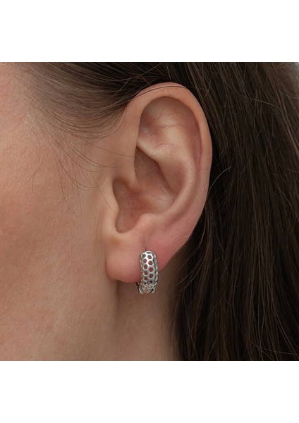 Gümüş Petek Desenli Halka Kadın Küpe indirimleri