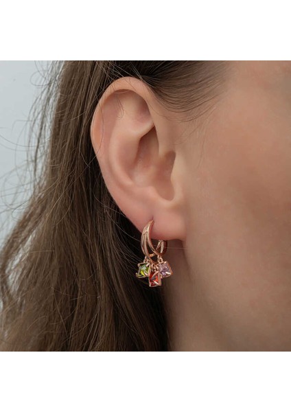 Gümüş Sallantılı Mix Taşlı Halka Kadın Küpe modelleri