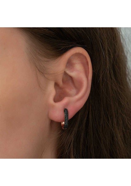 Gümüş Çift Taraflı Siyah Taşlı J Bayan Küpe fiyatları