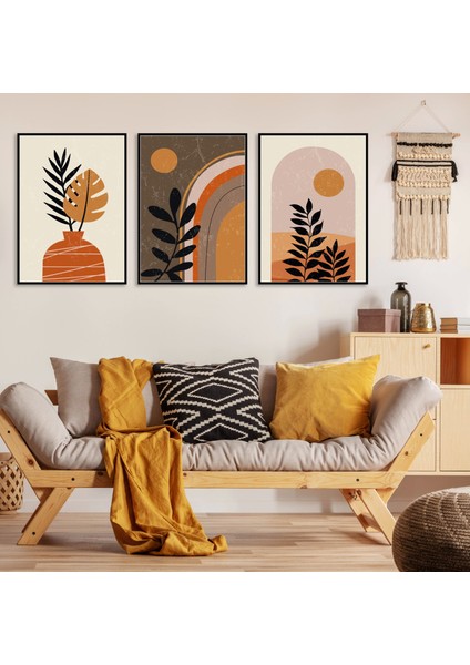 3 Parça Çerçeveli Efsane Boho Ahşap Tablo Seti Bestablo