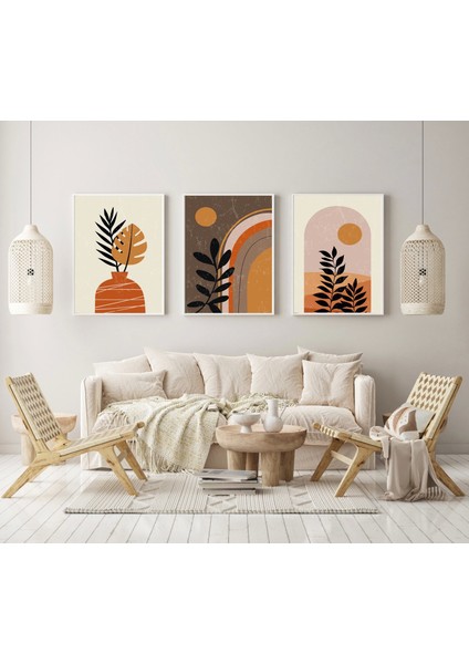 3 Parça Çerçeveli Efsane Boho Ahşap Tablo Seti Bestablo
