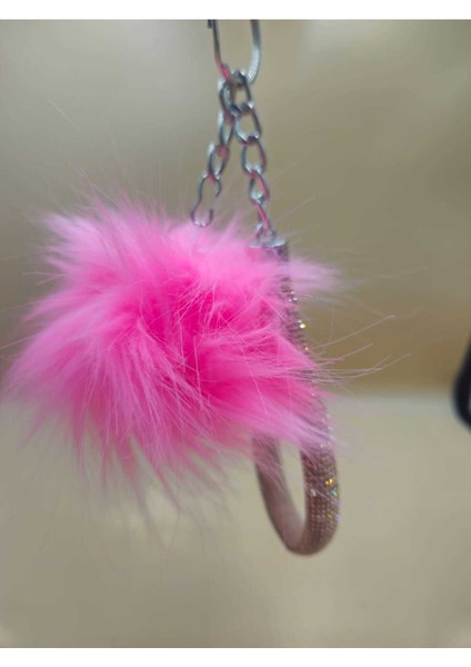 Camel Taşlı Tilki Tüyü Şeker Pembe Angel Anahtarlık modelleri