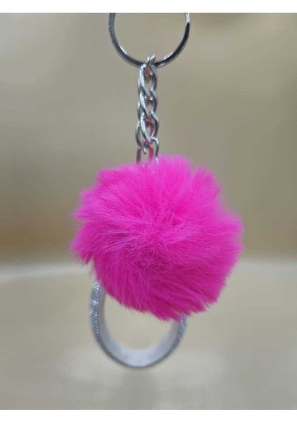 Gümüş Angel Anahtarlık Minik Ponpon Seçenekli Fuşya Ponpon fiyatları