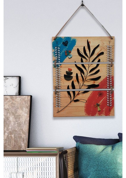 3'lü Şık Modern Boho Ahşap Tablo Modeli, Ev, Oturma Odası, Salon, Ofis Duvar Dekorasyonu