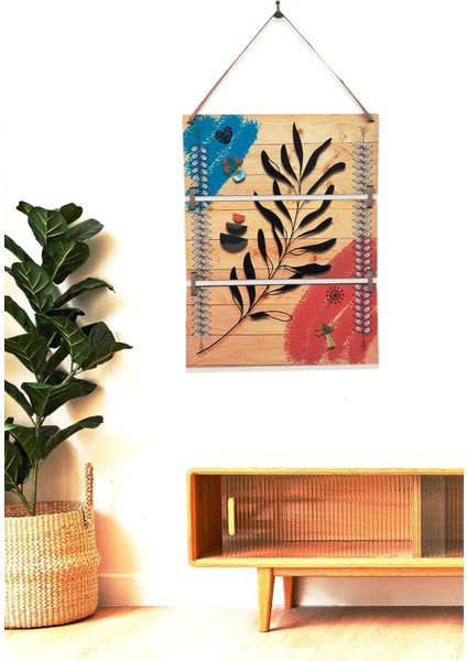 3'lü Şık Modern Boho Ahşap Tablo Modeli, Ev, Oturma Odası, Salon, Ofis Duvar Dekorasyonu modelleri