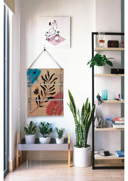3'lü Şık Modern Boho Ahşap Tablo Modeli, Ev, Oturma Odası, Salon, Ofis Duvar Dekorasyonu fırsatları