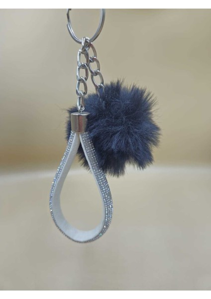 Gümüş Angel Anahtarlık Minik Ponpon Seçenekli Siyah Ponpon modelleri
