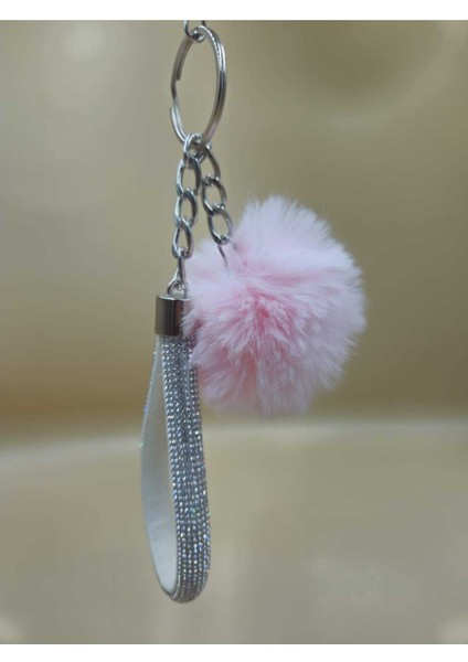 Gümüş Angel Anahtarlık Minik Ponpon Seçenekli