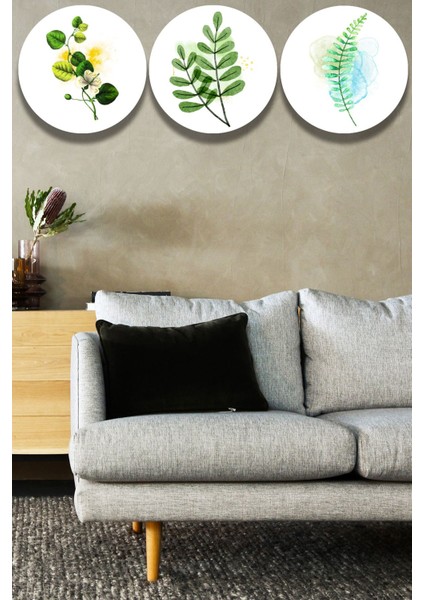 Çiçek Bitki Doğa Tablo Seti 3'lü Dekoratif Süs Oturma Odası Yatak Odası Salon Ofis Dekoru
