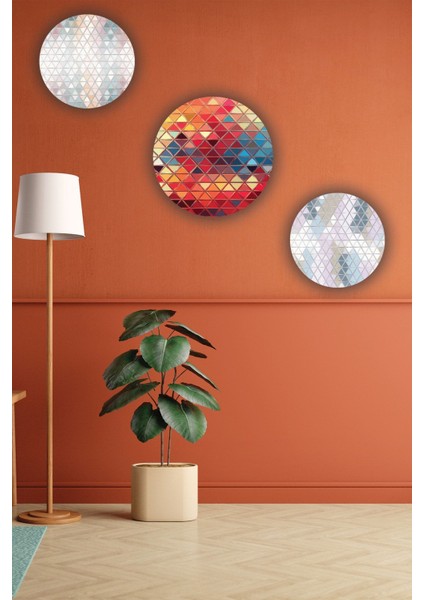 Kristal Desenli Mdf Tablo 3'lü Set, Şık Duvar Dekorasyonu, Ev, Salon, Yatak Odası Süsü
