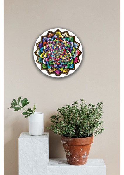 Mandala Desenli Ahşap Tablo Modeli, Ev, Oturma Odası, Salon, Ofis Şık Duvar Dekorasyonu