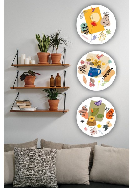3'lü Şık Modern Boho Ahşap Tablo Modeli, Ev, Oturma Odası, Salon, Ofis Duvar Dekorasyonu modelleri
